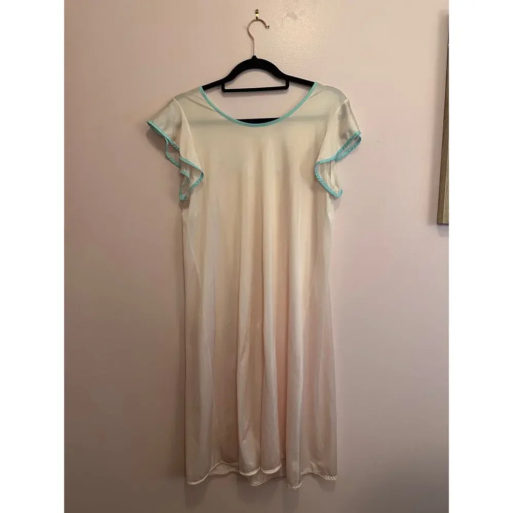 Glencraft Lingerie Vintage Nylon Cream Nightgown Medium